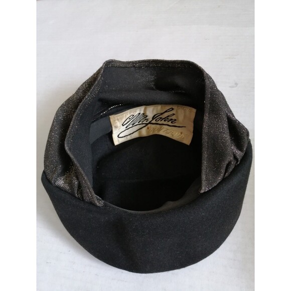 Women\'s Vintage Hat  Black Wool and Metallic Fabric main image 6